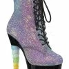Pleaser Pole Shoes UNICORN-1020G Iridescent Glitter Ankle Boots