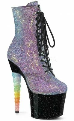Pleaser Pole Shoes UNICORN-1020G Iridescent Glitter Ankle Boots