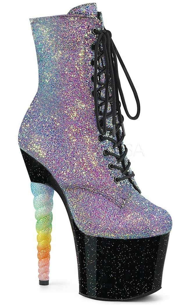 Pleaser Pole Shoes UNICORN-1020G Iridescent Glitter Ankle Boots 3 Pleaser Pole Shoes UNICORN-1020G Iridescent Glitter Ankle Boots