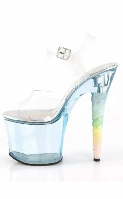 Pleaser Pole Shoes UNICORN-708T Clear Baby Blue Tinted Heels