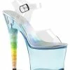 Pleaser Pole Shoes UNICORN-708T Clear Baby Blue Tinted Heels