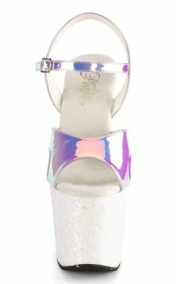 Pleaser UNICORN-711LG Purple Hologram And Glitter Heels