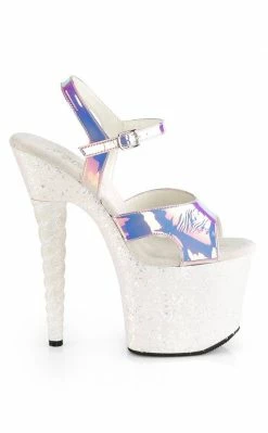 Pleaser UNICORN-711LG Purple Hologram And Glitter Heels