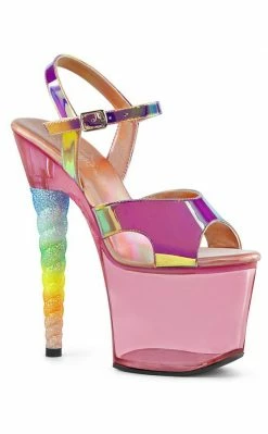 Pleaser Pole Shoes UNICORN-711T Pink Shifting TPU/ Bubblegum Pink Tinted Heels