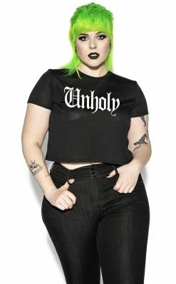 BlackCraft Unholy Flowy Crop Tee Clothing