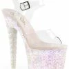 Pleaser Pole Shoes Unicorn-708LG Opal Glitter Heels
