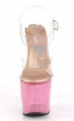 Pleaser Unicorn-708T Clear Pink Tinted Heels