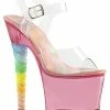 Pleaser Unicorn-708T Clear Pink Tinted Heels