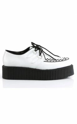 Demonia V-CREEPER-502 White Vegan Leather Creepers Shoes 11 Demonia V-CREEPER-502 White Vegan Leather Creepers Shoes