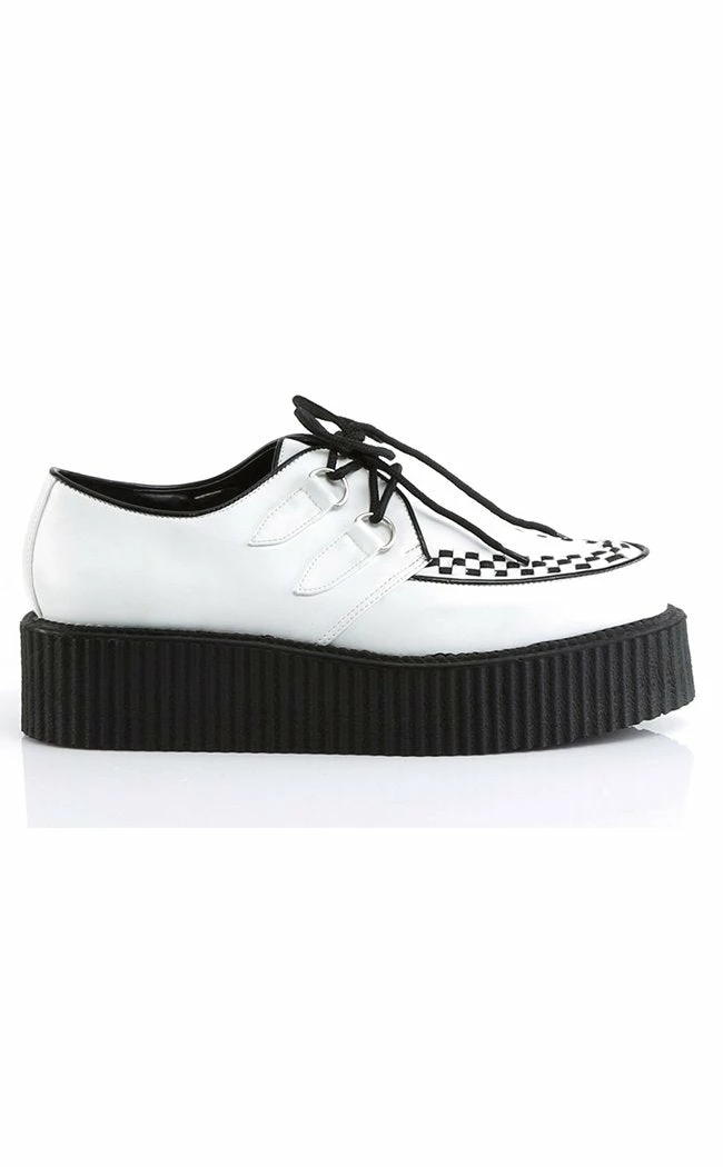 Demonia V-CREEPER-502 White Vegan Leather Creepers Shoes 7 Demonia V-CREEPER-502 White Vegan Leather Creepers Shoes