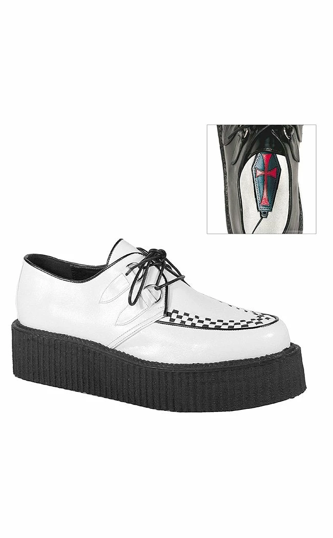 Demonia V-CREEPER-502 White Vegan Leather Creepers Shoes 3 Demonia V-CREEPER-502 White Vegan Leather Creepers Shoes