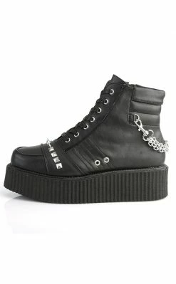Demonia V-CREEPER-565 Black Vegan Leather Creeper Ankle Boots Shoes