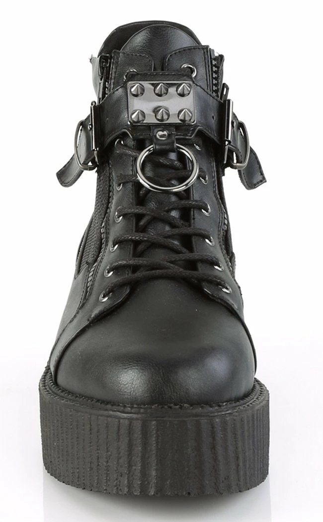 Demonia V-CREEPER-566 Black Vegan Leather Creeper Ankle Boots 4 Demonia V-CREEPER-566 Black Vegan Leather Creeper Ankle Boots