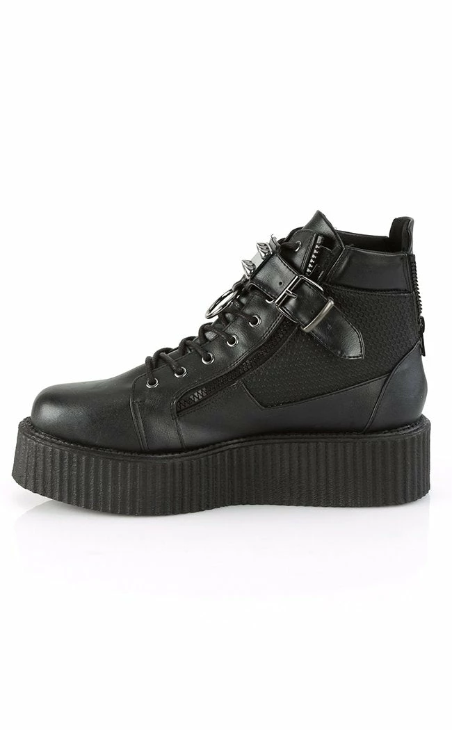 Demonia V-CREEPER-566 Black Vegan Leather Creeper Ankle Boots 5 Demonia V-CREEPER-566 Black Vegan Leather Creeper Ankle Boots