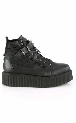 Demonia V-CREEPER-566 Black Vegan Leather Creeper Ankle Boots 11 Demonia V-CREEPER-566 Black Vegan Leather Creeper Ankle Boots