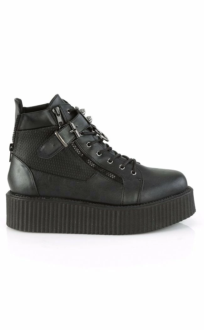 Demonia V-CREEPER-566 Black Vegan Leather Creeper Ankle Boots 7 Demonia V-CREEPER-566 Black Vegan Leather Creeper Ankle Boots