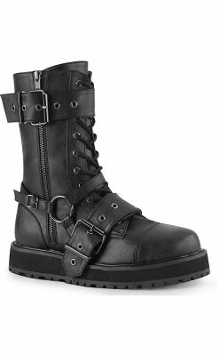 Demonia VALOR-220 Black Vegan Leather Boots Shoes