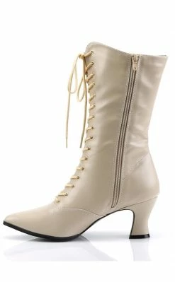 Funtasma VICTORIAN-120 Cream Pu Boots