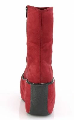 Demonia Shoes VIOLET-100 Red Vegan Suede Platform Boots