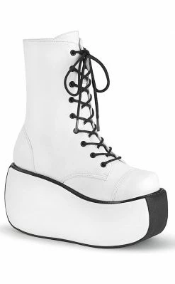 Demonia VIOLET-120 White Vegan Leather Vegan Platform Boots