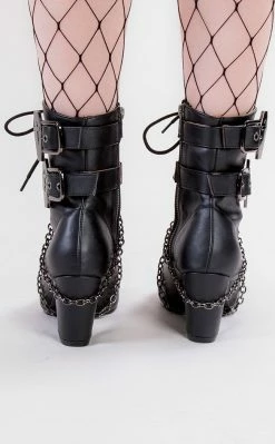 Demonia VIVIKA-128 Black Vegan Leather Ankle Boots