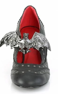 Demonia VIVIKA-32 Black Vegan Leather Studded Bat Mary Jane Heels Shoes