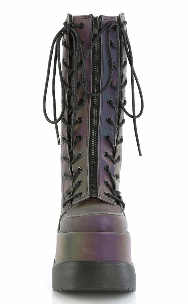 Demonia VOID-118 Green Reflective Platform Boots 4 Demonia VOID-118 Green Reflective Platform Boots