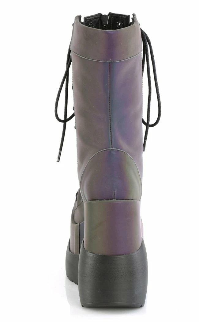 Demonia VOID-118 Green Reflective Platform Boots 6 Demonia VOID-118 Green Reflective Platform Boots