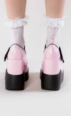 Demonia Shoes VOID-37 Baby Pink Patent Mary Jane Wedges 8 Demonia Shoes VOID-37 Baby Pink Patent Mary Jane Wedges