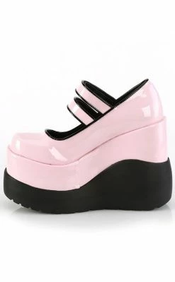 Demonia Shoes VOID-37 Baby Pink Patent Mary Jane Wedges 10 Demonia Shoes VOID-37 Baby Pink Patent Mary Jane Wedges