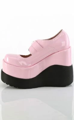 Demonia VOID-38 Baby Pink Holo Mary Jane Wedges