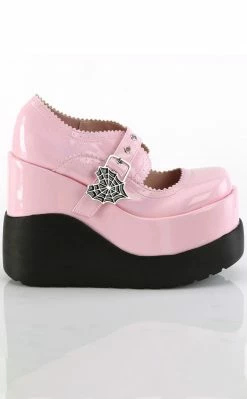 Demonia VOID-38 Baby Pink Holo Mary Jane Wedges