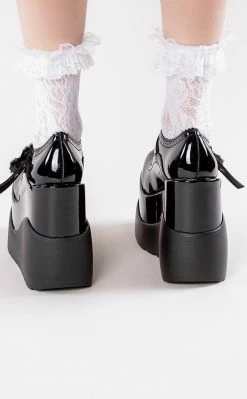 Demonia VOID-38 Black Patent Mary Jane Wedges (Au Stock) Shoes