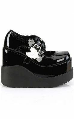Demonia VOID-38 Black Patent Mary Jane Wedges (Au Stock) Shoes
