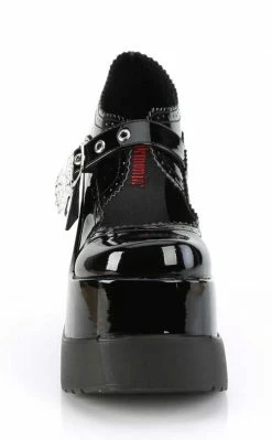Demonia Shoes VOID-38 Black Patent Mary Jane Wedges