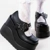 Demonia Shoes VOID-38 Matte Black Mary Jane Wedges (AU Stock)