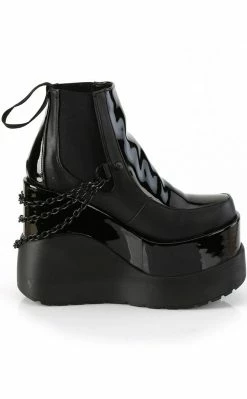 Demonia Shoes VOID-50 Black Matte/Patent Ankle Boots