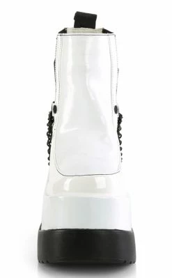 Demonia Shoes VOID-50 White Holo Patent Ankle Boots