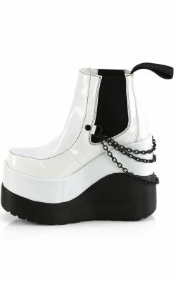 Demonia Shoes VOID-50 White Holo Patent Ankle Boots
