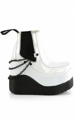 Demonia Shoes VOID-50 White Holo Patent Ankle Boots