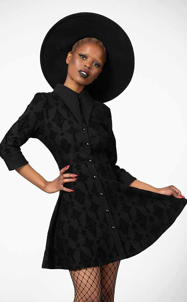 Killstar Clothing Vanda Flocked Collar Dress 4 Killstar Clothing Vanda Flocked Collar Dress