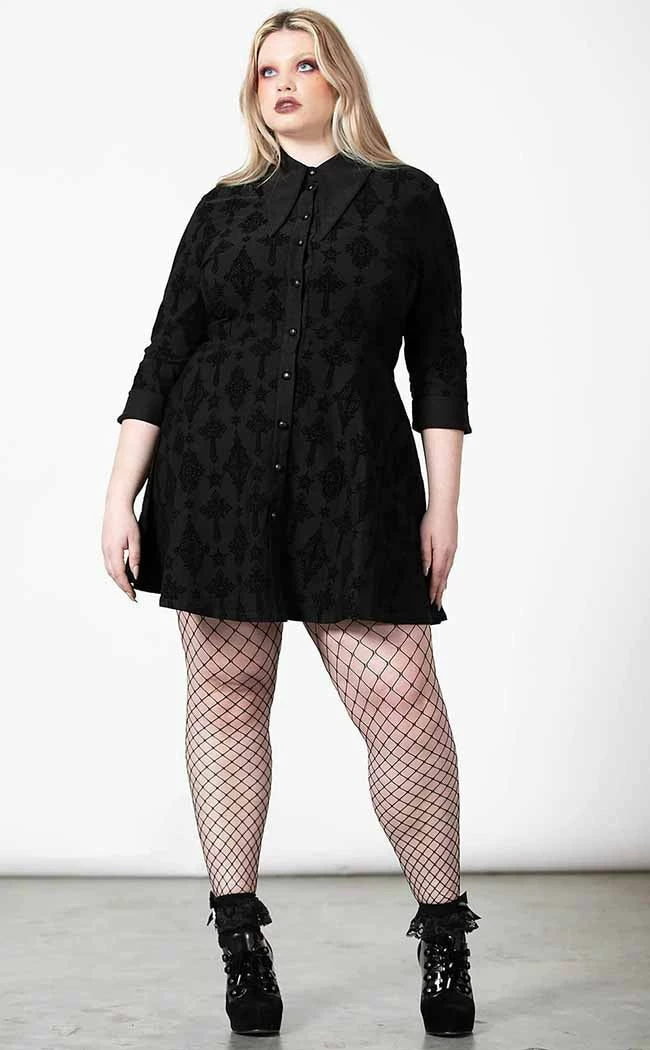 Killstar Clothing Vanda Flocked Collar Dress 6 Killstar Clothing Vanda Flocked Collar Dress