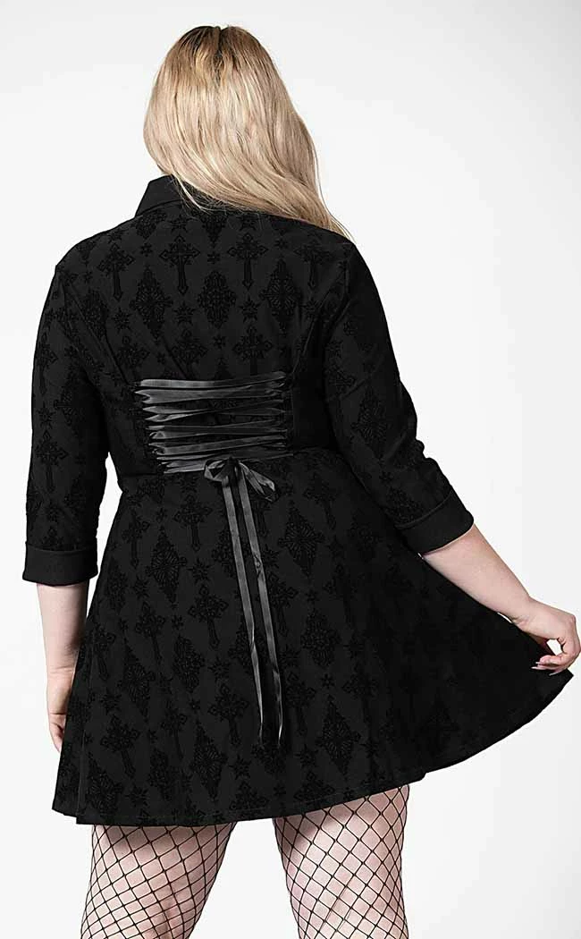 Killstar Clothing Vanda Flocked Collar Dress 8 Killstar Clothing Vanda Flocked Collar Dress