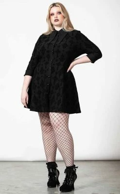 Killstar Clothing Vanda Flocked Collar Dress