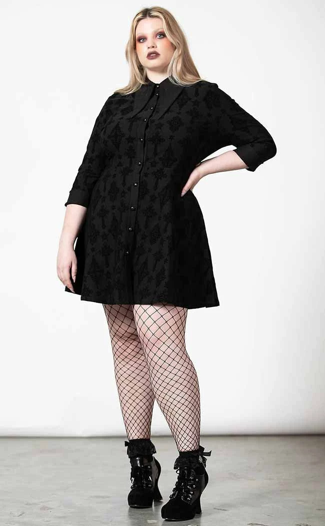 Killstar Clothing Vanda Flocked Collar Dress 3 Killstar Clothing Vanda Flocked Collar Dress