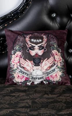 Rose Demon Velvet Cushion Cover | Death Before Decaf Home & Gifts