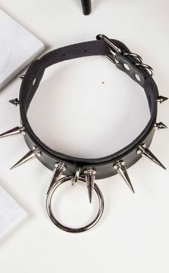 Cold Black Heart Chokers Venom Spiked Choker- Black & Silver