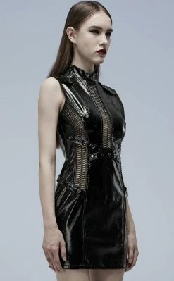 Punk Rave Clothing Vertebrae Faux Leather Dress