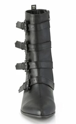 Demonia WARLOCK-110-B Black Vegan Winklepicker Bat Boots Shoes