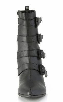 Demonia WARLOCK-110-C Black Vegan Winklepicker Coffin Boots